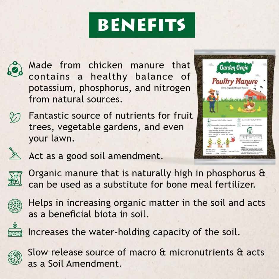 Garden Genie Poultry Manure | Organic Chicken Compost for Gardening | Manure for Plants