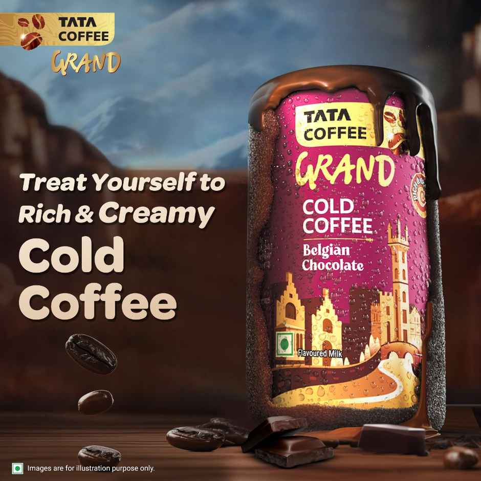 Tata Coffee Grand Ready To Drink Cold Coffee, Belgian Chocolate, Flavoured Milk | Coffee Can