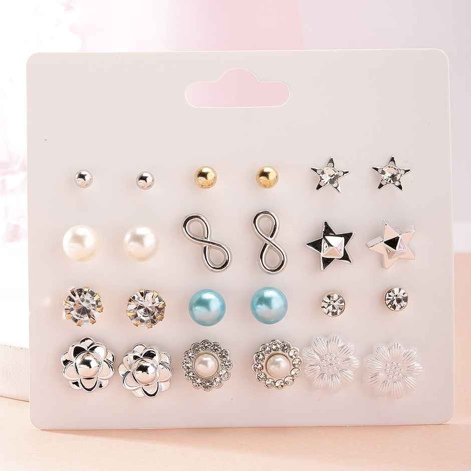 Karatcart Women's Combo Stud Earrings Multicolor One Size | 33038361