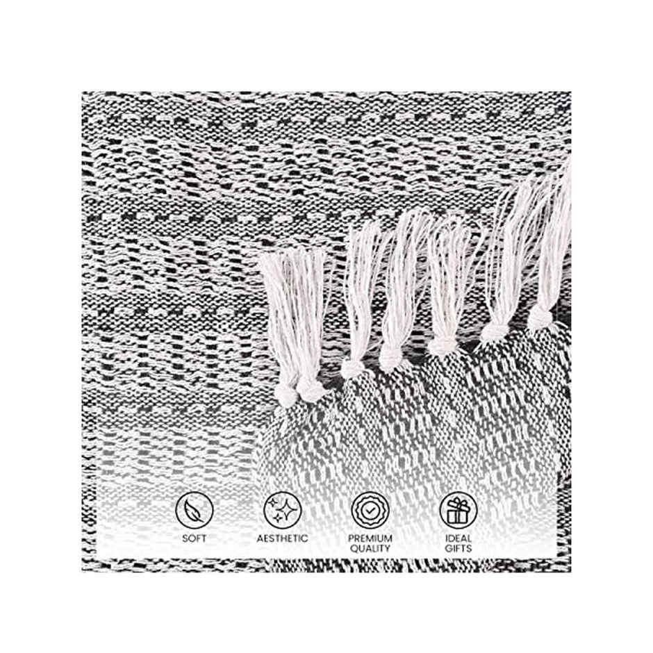 Sashaa World Black Striped Soft & Breathable Throw Blanket