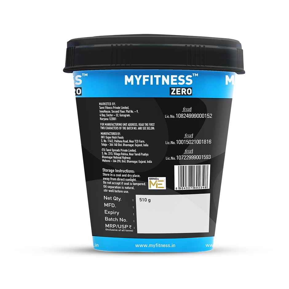 MyFitness Zero Natural Classic Peanut Butter Extra Crunchy Spread | No Sugar, High Protein