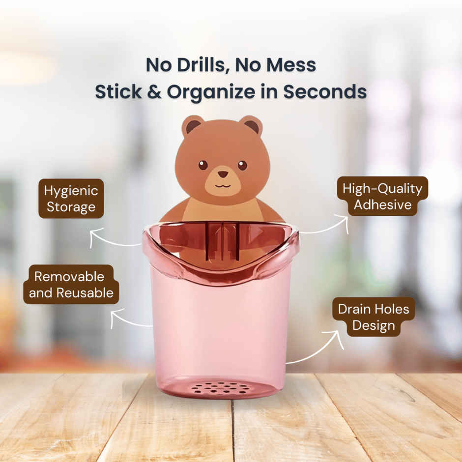 Zulaxy Adhesive Wall Mount Toothbrush Holder | Multicolour