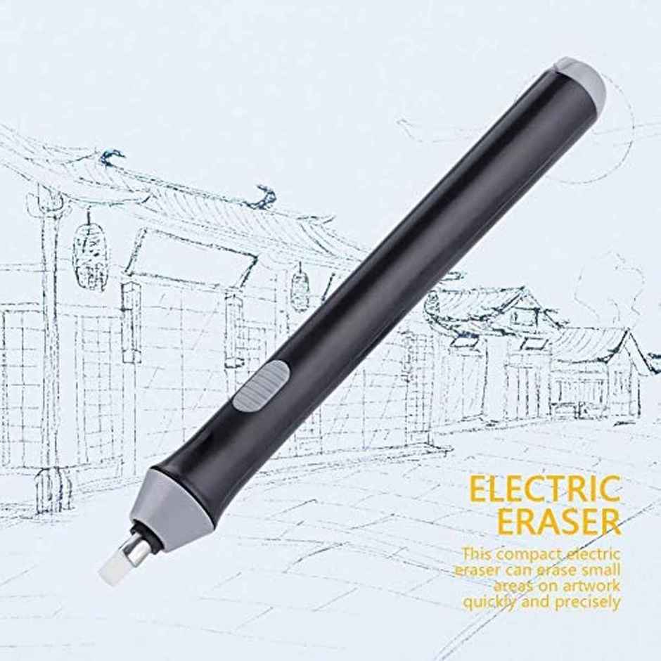 Chrome Slim Battery Operated Automatic Eraser With 22 Refills - Batteries Not Included