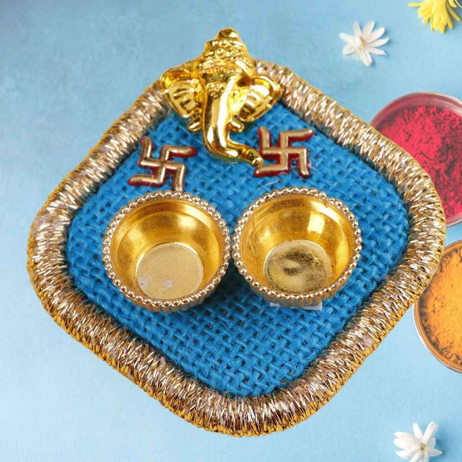 Blue Color Roli Chawal Mini Thali | Archies