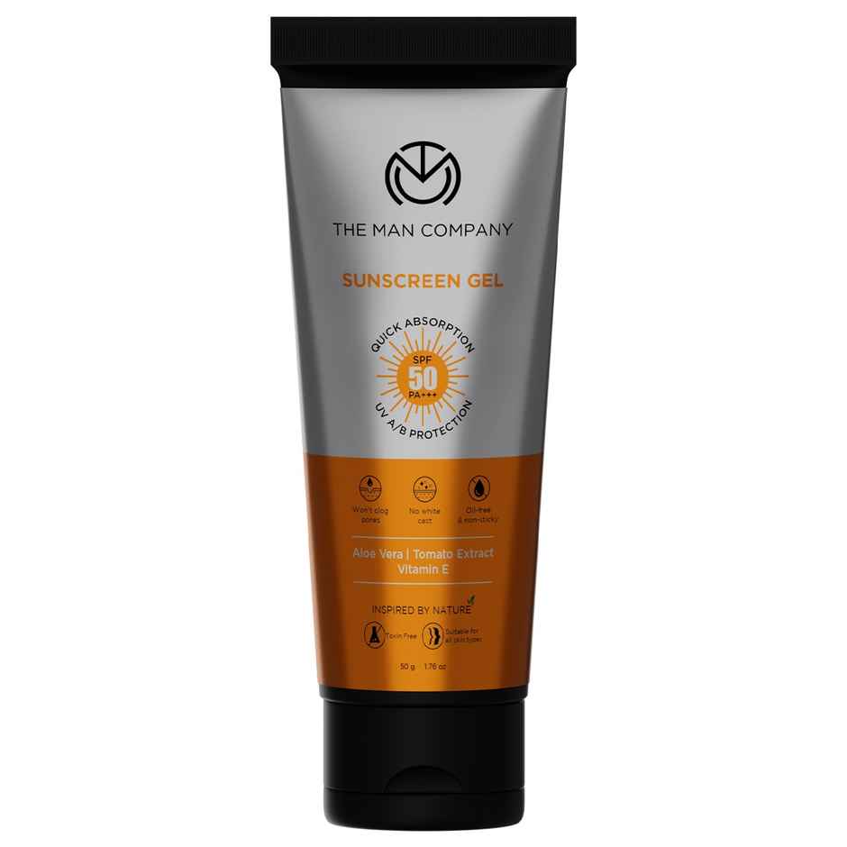 The Man Company Oil-Free Sunscreen Gel SPF50 PA+++ For Men | for Oily, Combination & Normal Skin | UV A/B Protection | No White Cast | Non-Greasy & Lightweight
