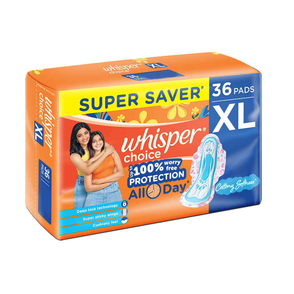 Whisper Choice Sanitary Pads | XL | 36 pcs