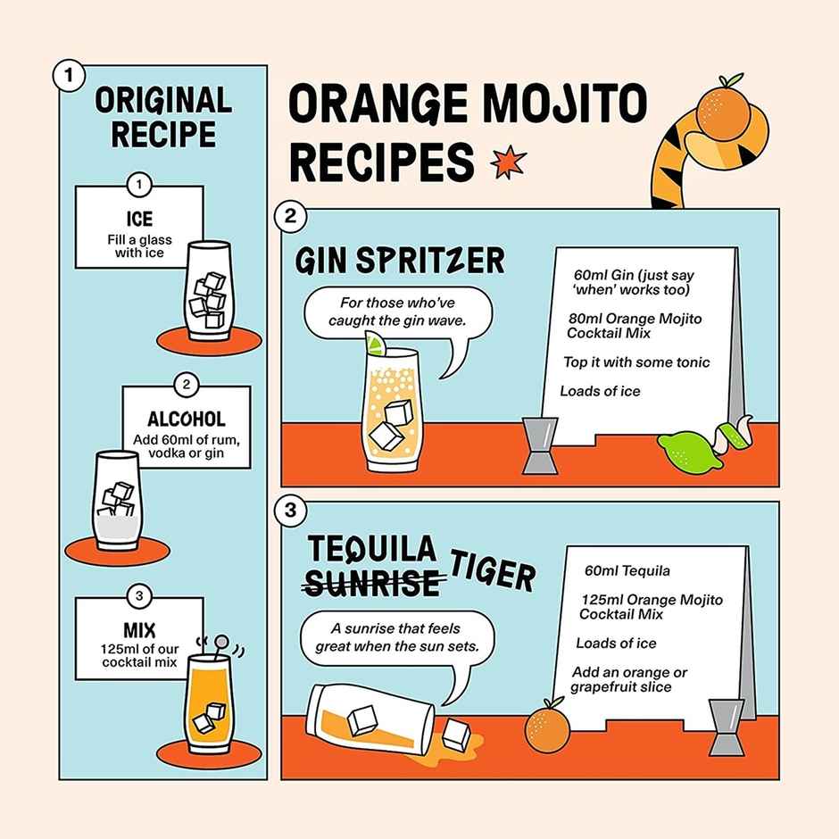 Tipsy Tiger Orange Mojito Mocktail Cocktail Mix