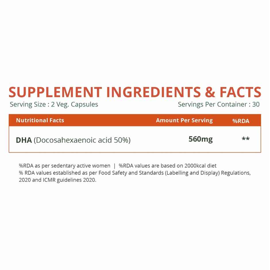 Himalayan Organics VeGan Omega 3 with DHA 60 VEG capsules