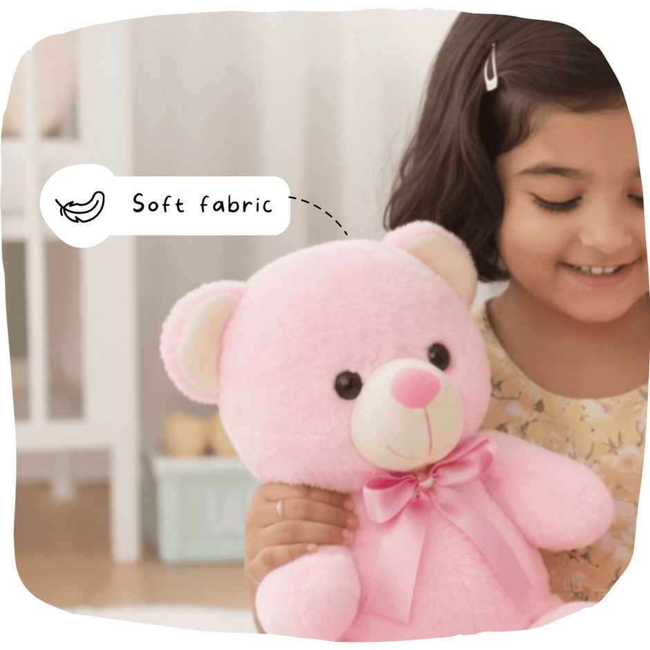 Teddy Bear Soft Toy | Plush Stuffed Animal Toy | Birthday Gift for Kids | Pink | 40 cm