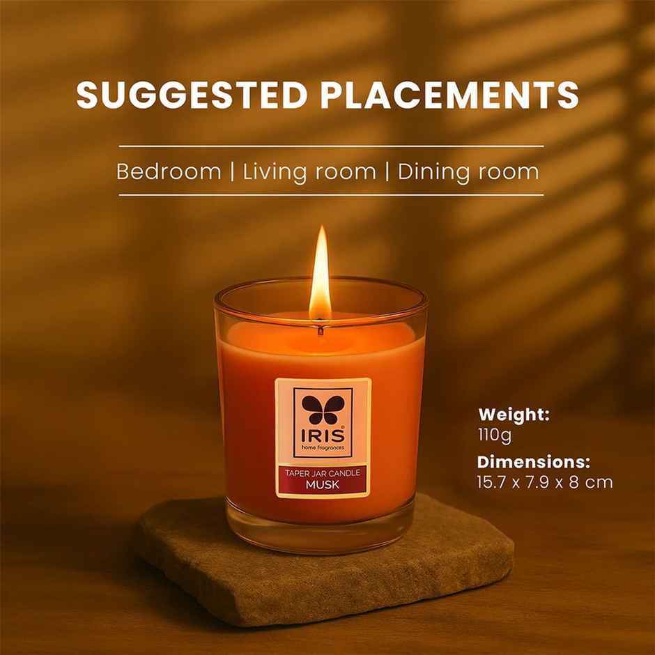 IRIS Musk Elixr Taper Jar Candles | Aroma Candles