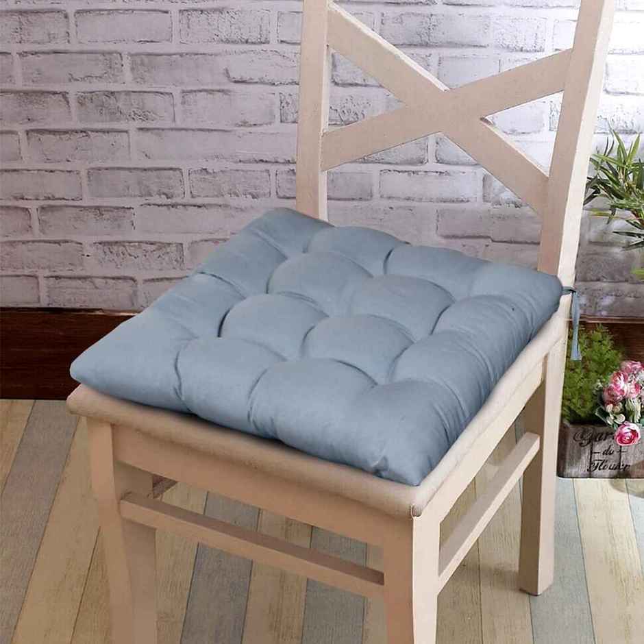 Kuber Industries Microfiber Square Chair Pad Seat Cushion | Car | Office | Dining |Grey | Pack of 2