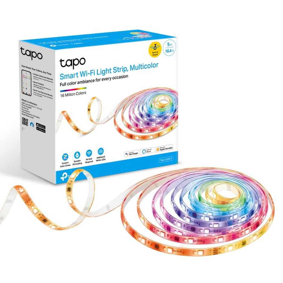 TP-Link Tapo L930-5 Smart Wi-Fi Light Strip,16.4Ft 1000 Lumens,16M Dimmable Colors, Multicolor