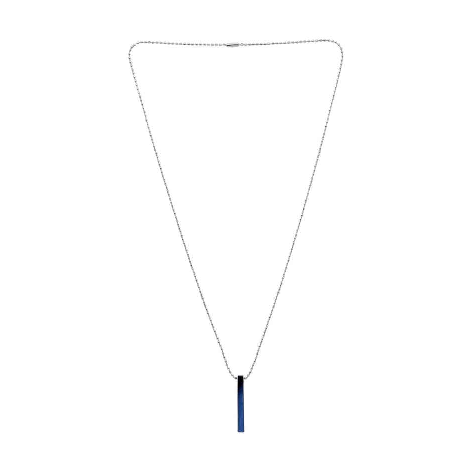 NVR Men's Blue & Silver Plated Geomatric Pendant With Chain | NVR2372
