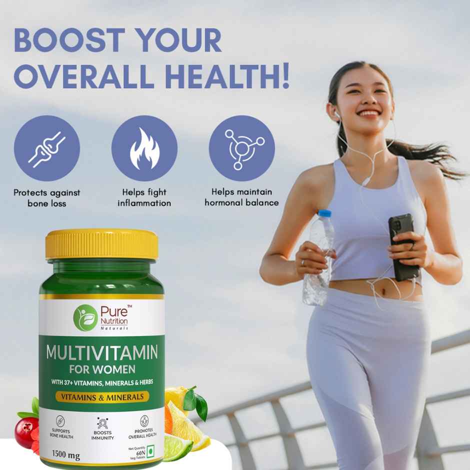 Pure Nutrition Naturals Multivitamin For Women With Biotin Calcium Vit C D3 B12 B6 Cranberry Alfa