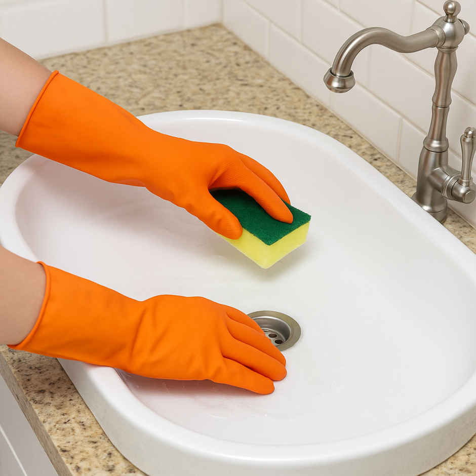 DALUCI Heavy Duty Reusable Household Hand Gloves 1 Pair (Colour May Vary)