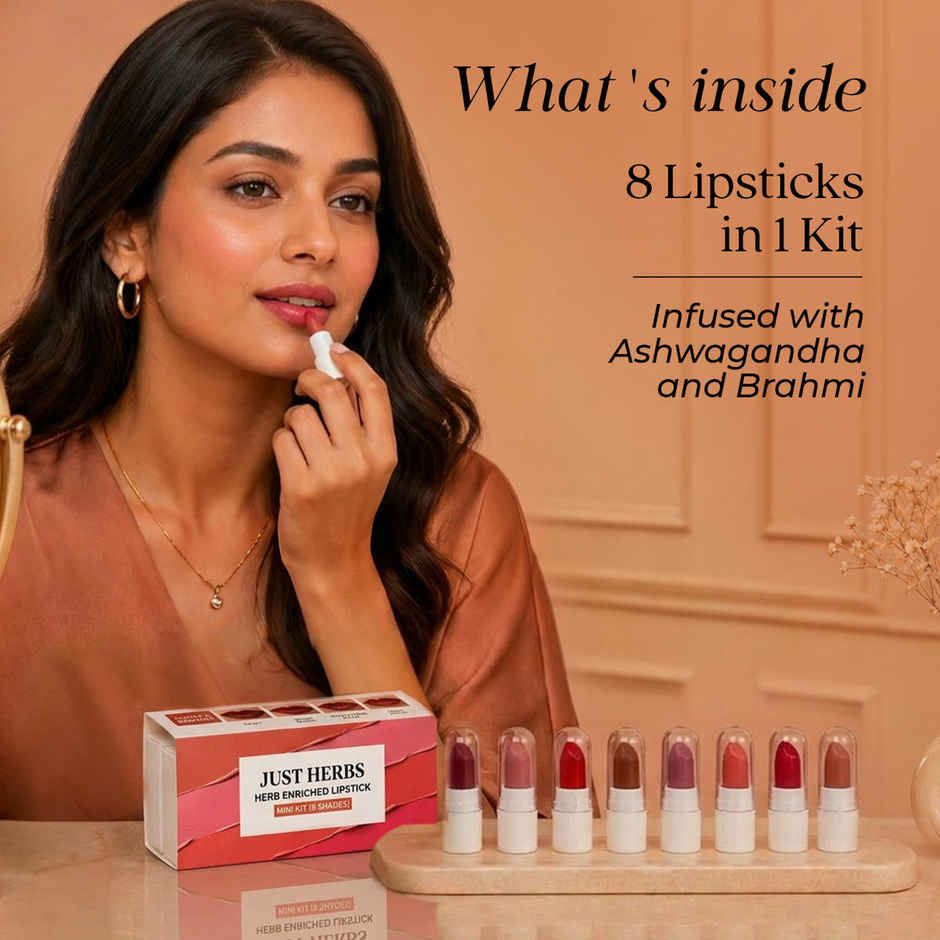 Just Herbs Ayurvedic Mini Lipstick Kit | Matte Finish, Long Lasting & Hydrating