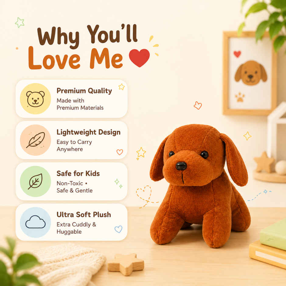 ToyTales Puppy Dog Plush Toy | Stuffed Animal Soft Toy | Birthday Gift for Kids | Gift Baby | 19cm