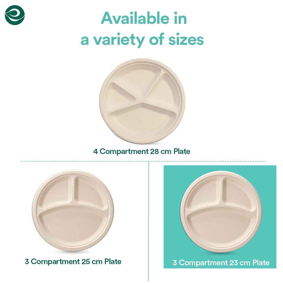 Disposable Plate | Round | 11 inch | 4 Compartment | 10 Count | Eco Soul