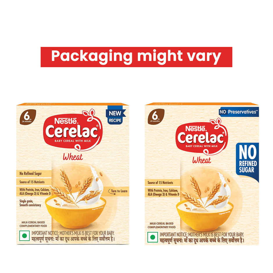 Nestle CERELAC Wheat Baby Food Cereal, No Refined Sugar & No Preservatives
