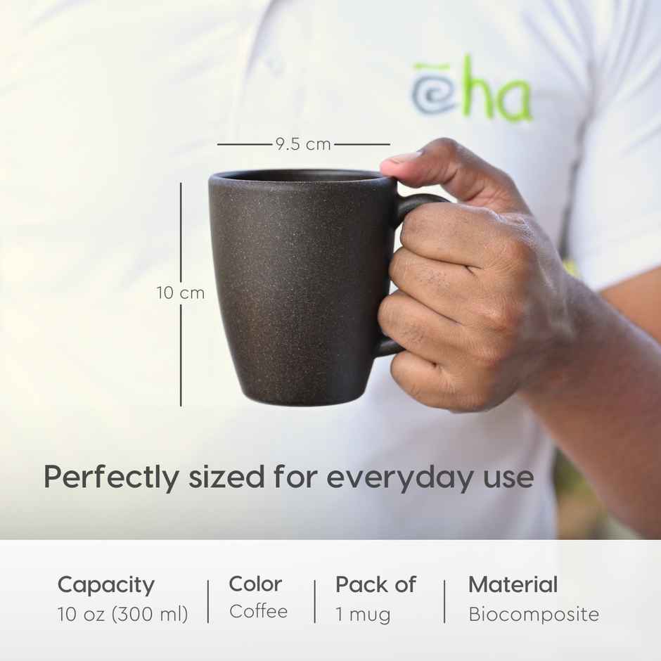 Eha Earth Friendly Classic Coffee Mug | 300 ml | Made with Coffee Husk Biocomposite