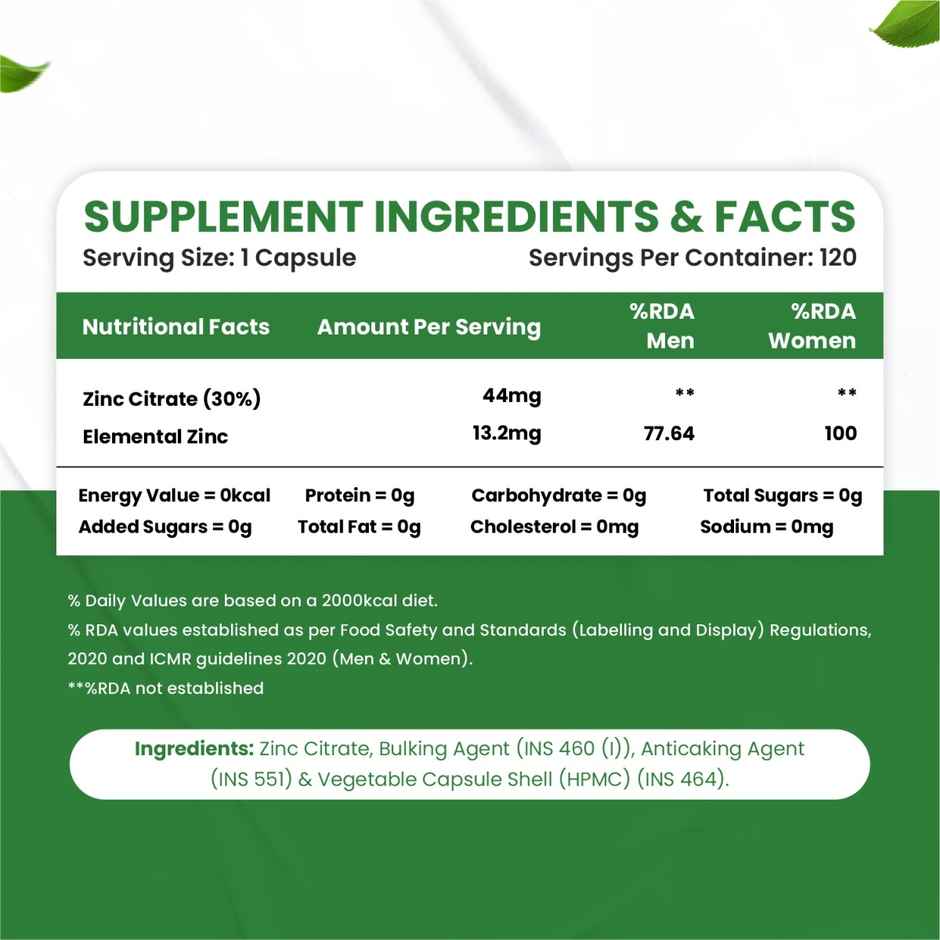 Himalayan Organics Zinc Citrate 120 VEG Capsules