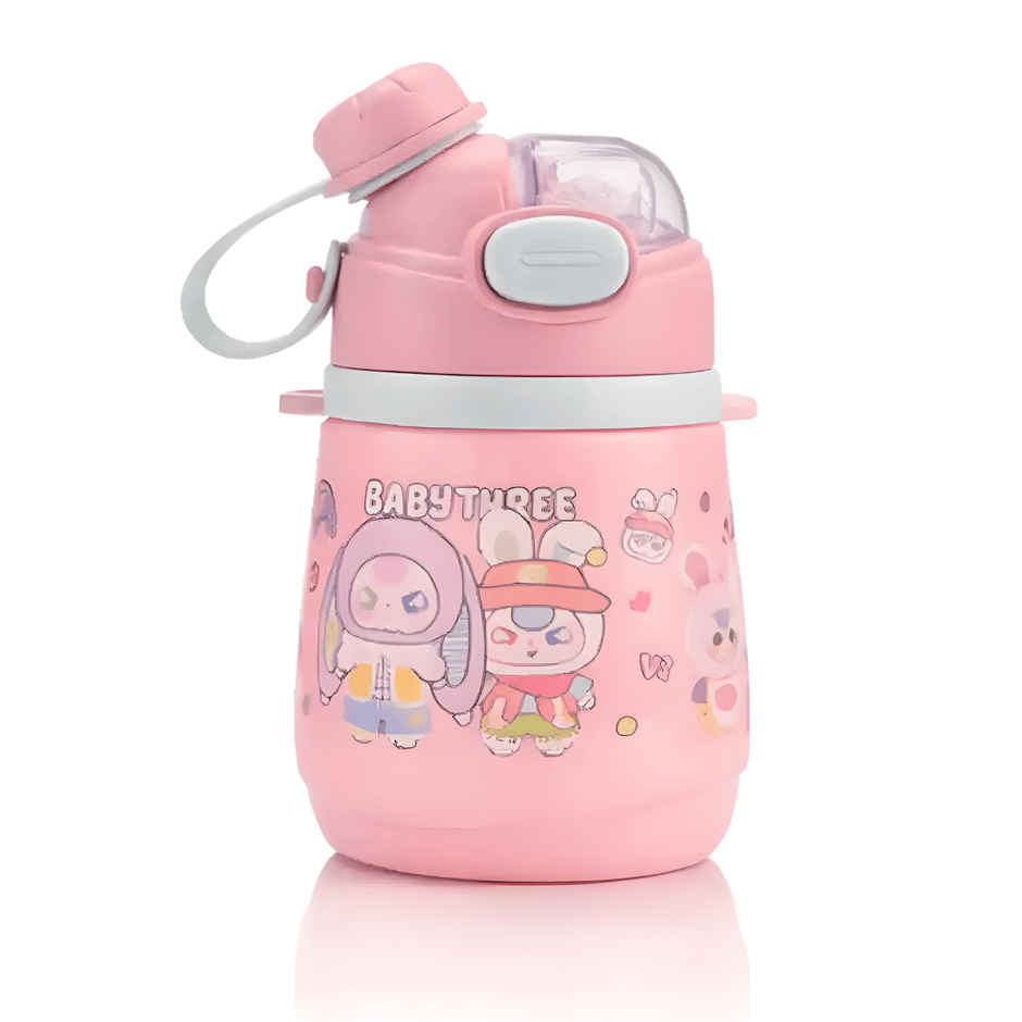 DesignLand Baby Three Green Water Bottle | Pink | 350 ml