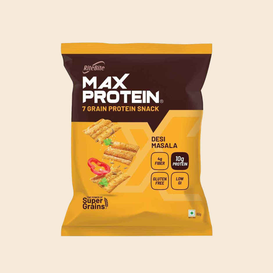 RiteBite Max Protein Desi Masala 10 G Multigrain Protein Chips, Healthy Snacks & Munchies