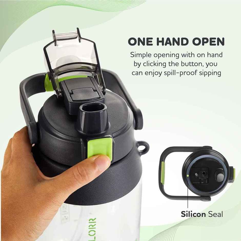 Kolorr Sprint 1400 ml Bottle | Black & Green | with phone stand | Ideal for Gym | Office | Travel