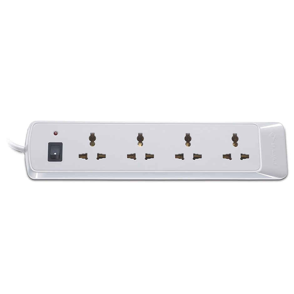 Bajaj 4 Way Spike And Surge Guard| 2 Meter Long Cable | 3-Pin Universal Sockets | Fire Retardant Cable | 250 Volts - White