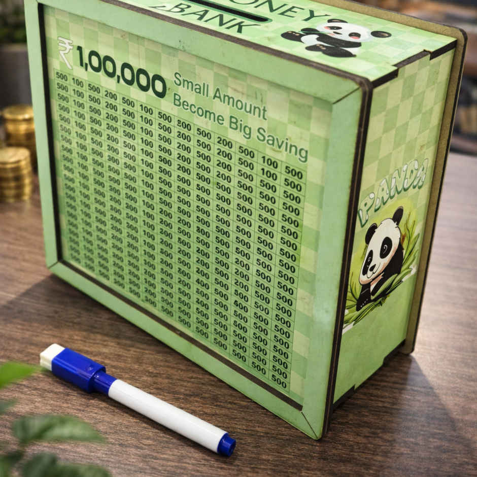 Fablue Wooden Panda Design Money Bank for Kids