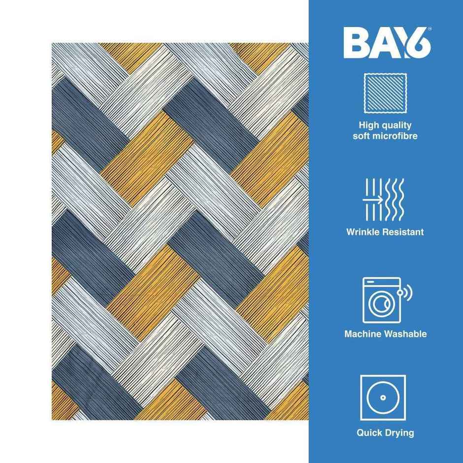 BAY6 Double 110 GSM Stripes Print Microfibre Bedsheet, 2 Pillow Covers | Beige & Yellow | 87 x 94in