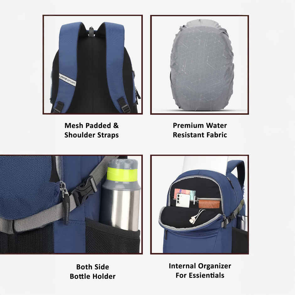 Lavie Sport Unisex Solid Polyester Padded Grab Handle Laptop Backpack | Navy | M (31 x 20 x 46 cm)