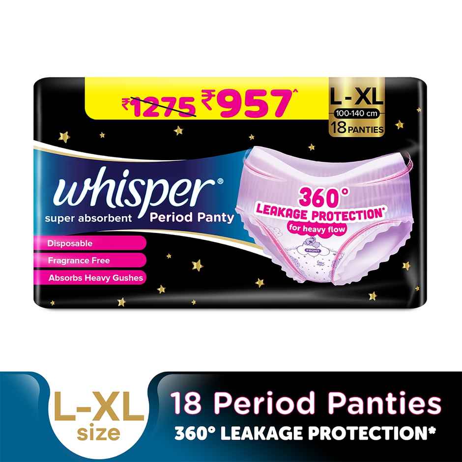 Whisper Super Absorbent Period Panty, 18 L-XL Pants
