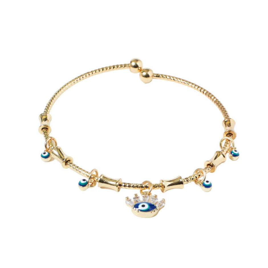 SALTY Chic Evil Eye Tassel Bangle for Women and Girls| Anti-Tarnish | Blue
