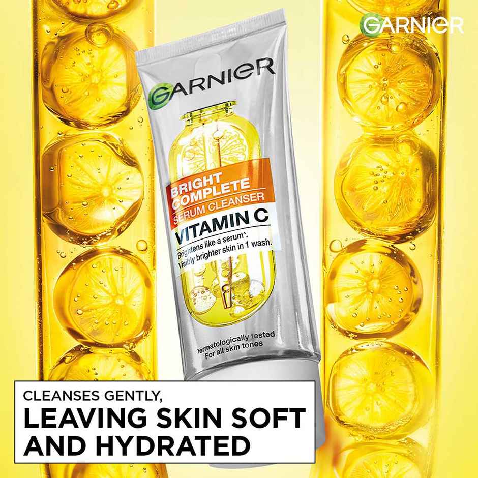 Garnier Bright Complete Serum Cleanser | Vit C Facewash for Visibly Brighter Skin in 1 Wash