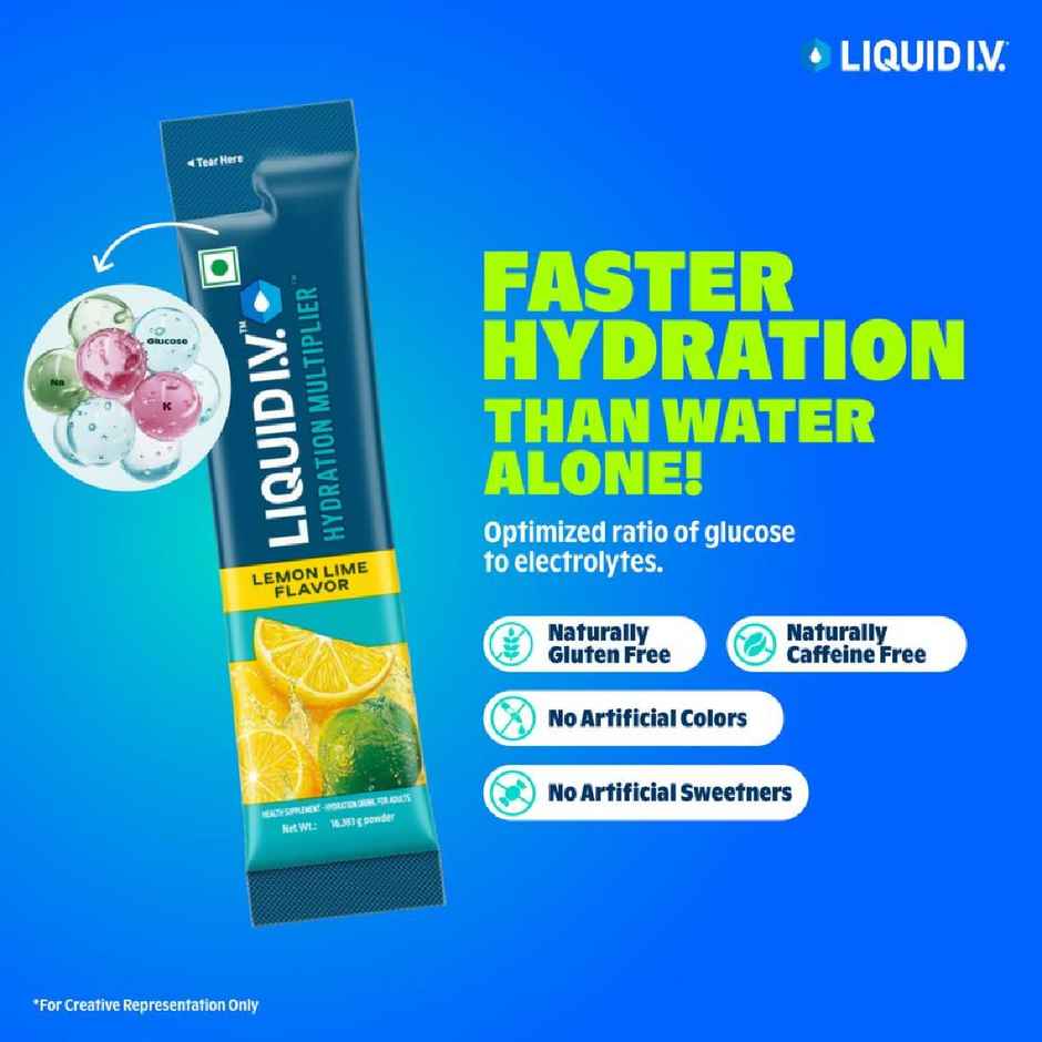 Liquid I.V.Hydration Multiplier - Lemon Lime|3 Sticks - 1.5 Ltrs| Hydration Drink Mix