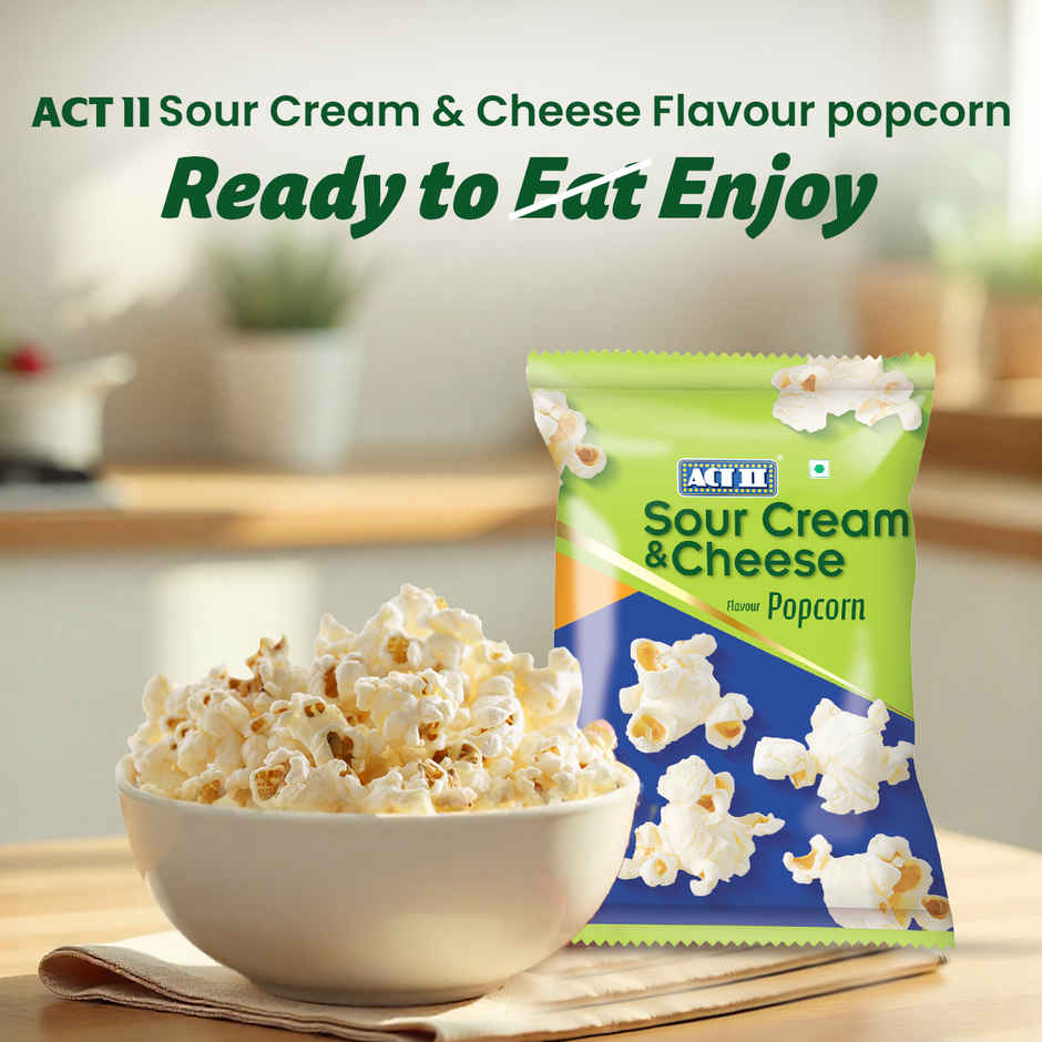 ACT II Ready To Eat Popcorn | Sour Cream & Cheese Flavour | On-the-go Snacks