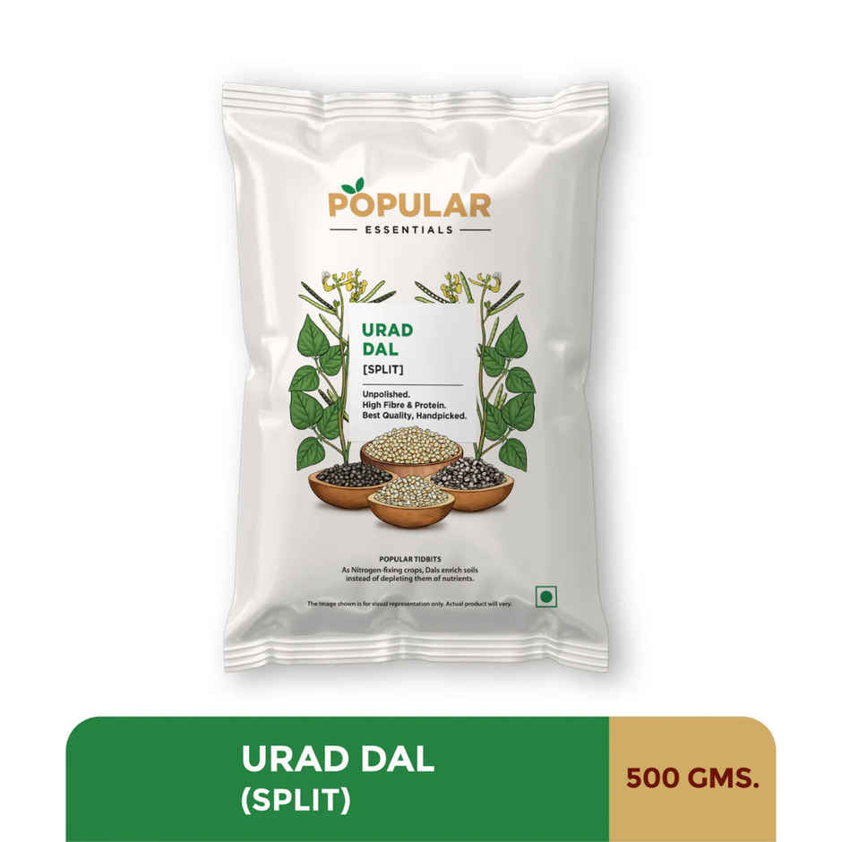 Popular Essentials Urad Dal Split (Un-Polished)(500gms) & Popular Essentials Toor Dal (Un-Polished)(500gms) Combo