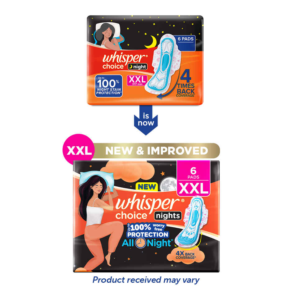 Whisper Choice Nights | XXL Pads, with 4x Back Coverage