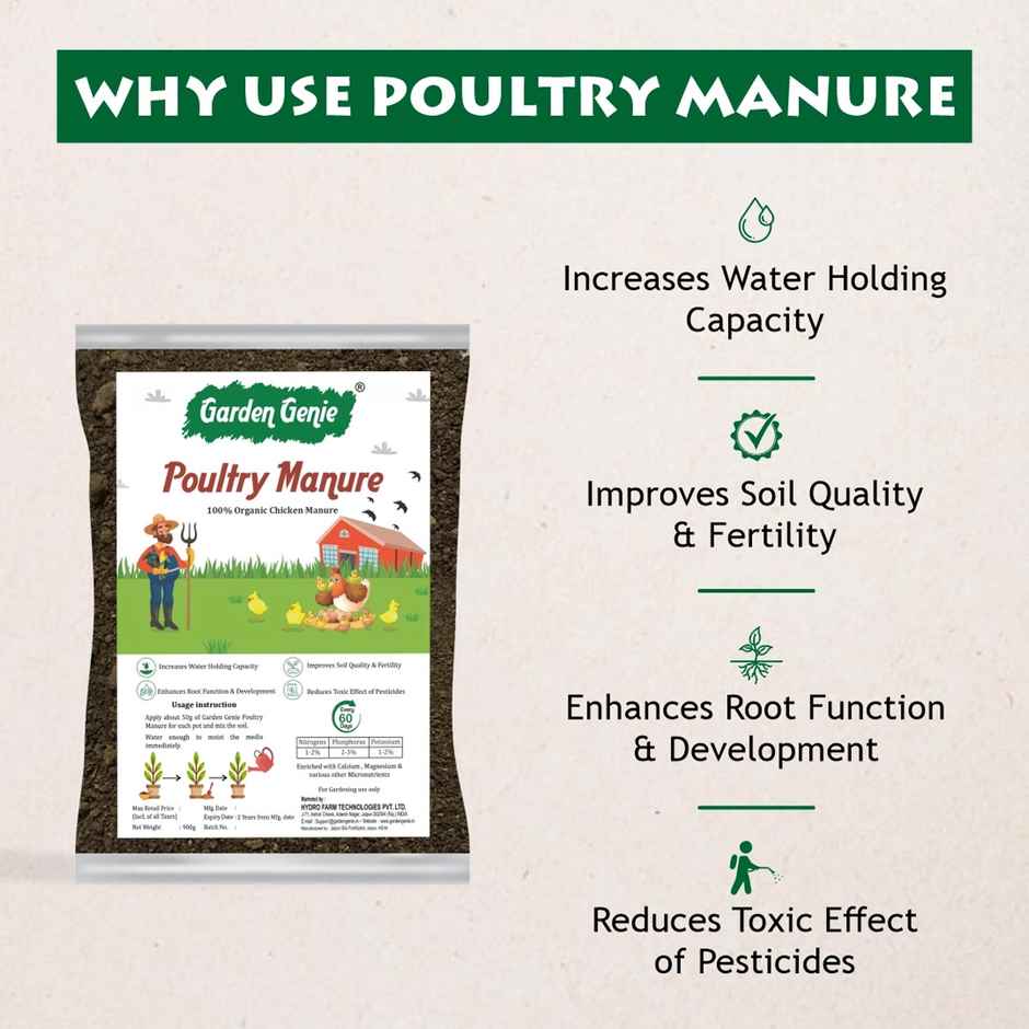 Garden Genie Poultry Manure | Organic Chicken Compost for Gardening | Manure for Plants