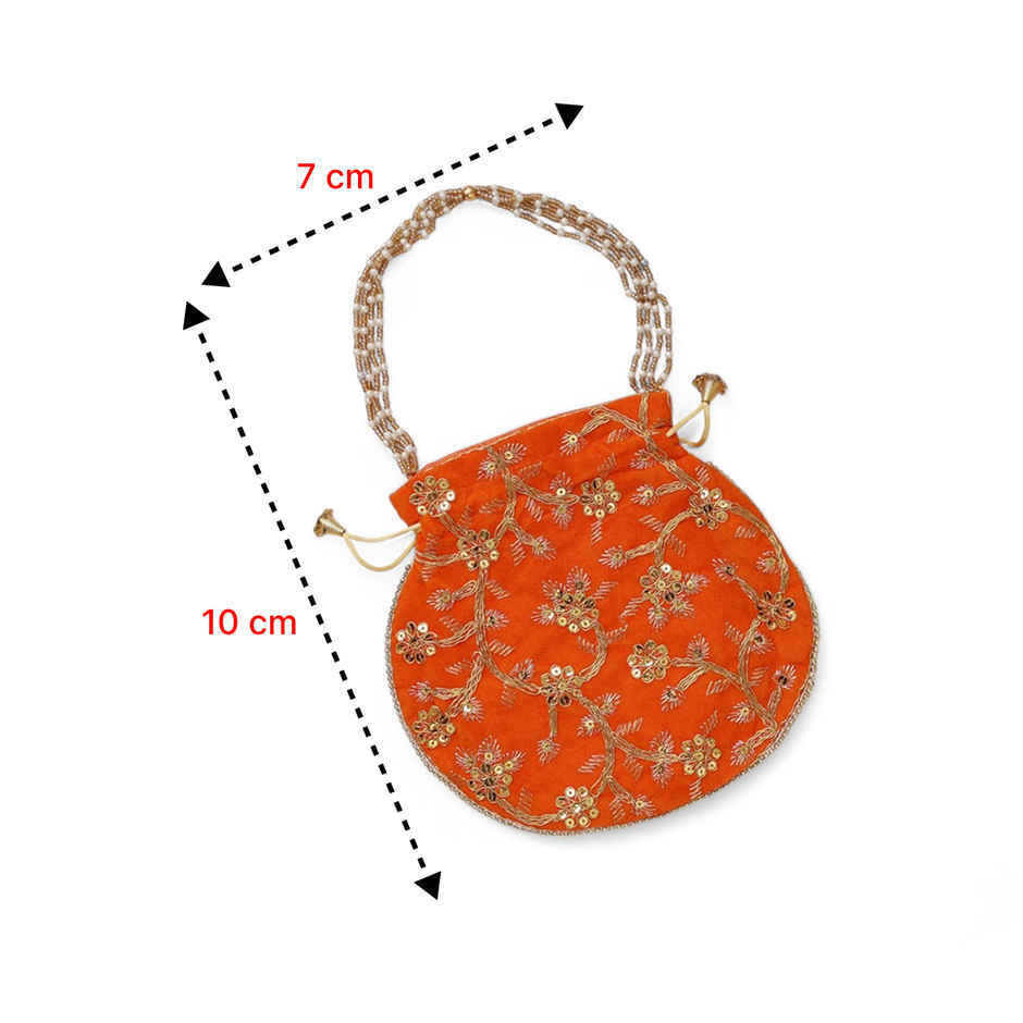 Traditional Potli Bag | Ethnic Festival Pouch | Orange | Oye Happy