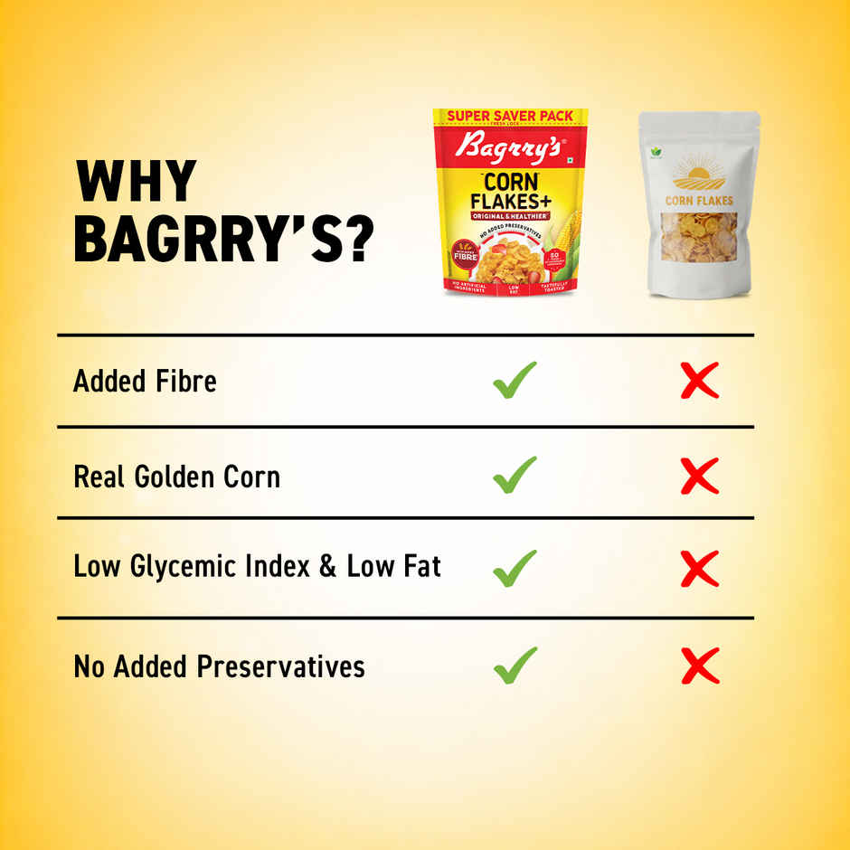 Bagrry's Corn Flakes Plus Original Healthier - Added Fibre