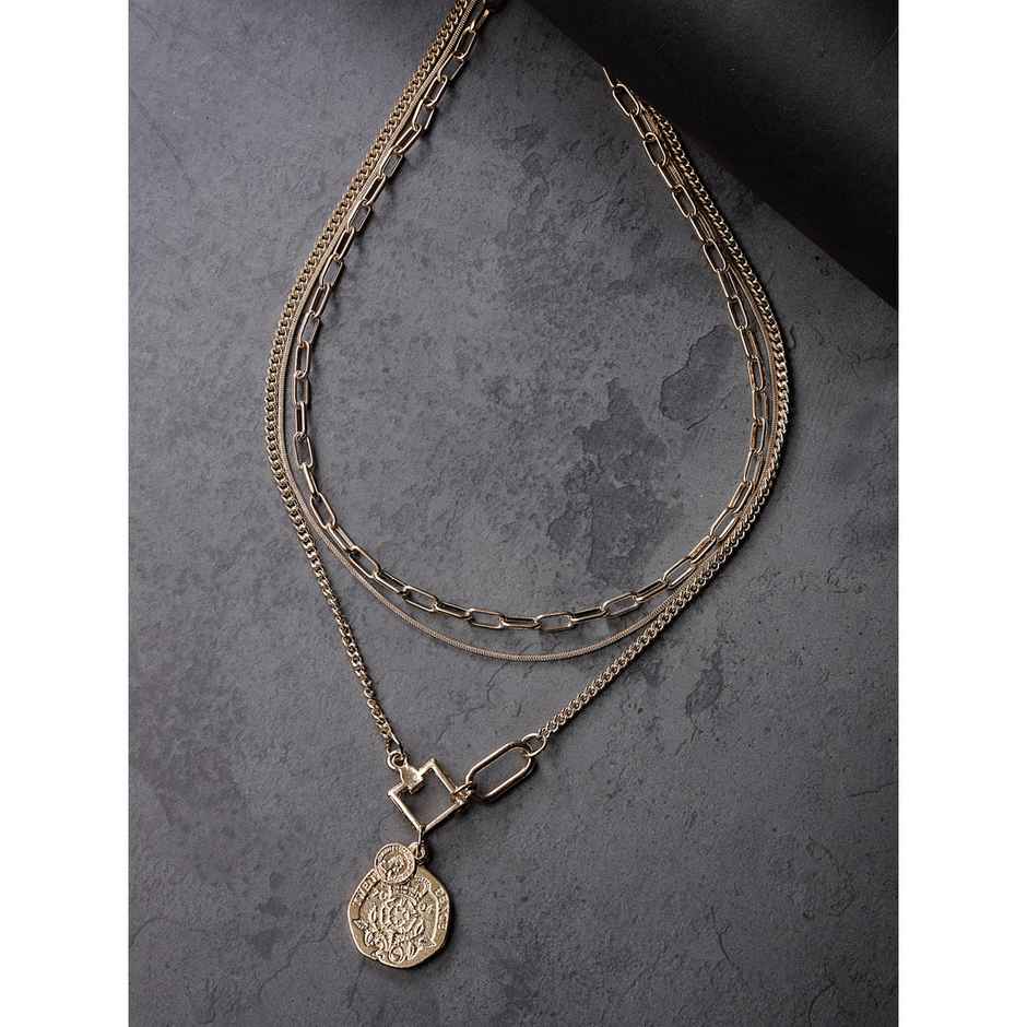 Scintillare By Sukkhi 3 Latest Stylish Multilayer Non Precious Gold Plated Chain Pendant Necklace