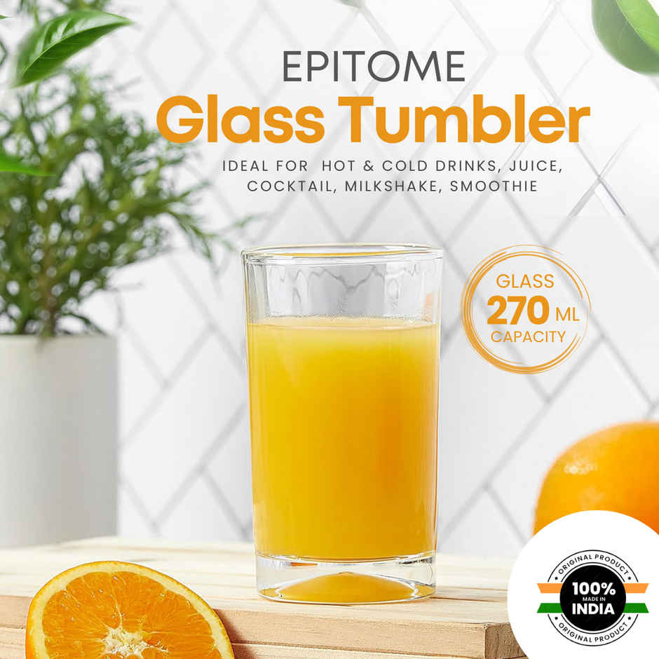 Yera Epitome Straight/Round 275 ml Water/Juice Glasses Tumbler Set 6 Pc