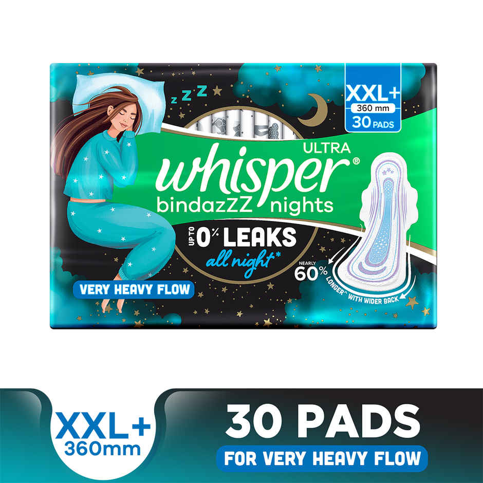 Whisper Bindazzz Nights Sanitary Pads | XXL+