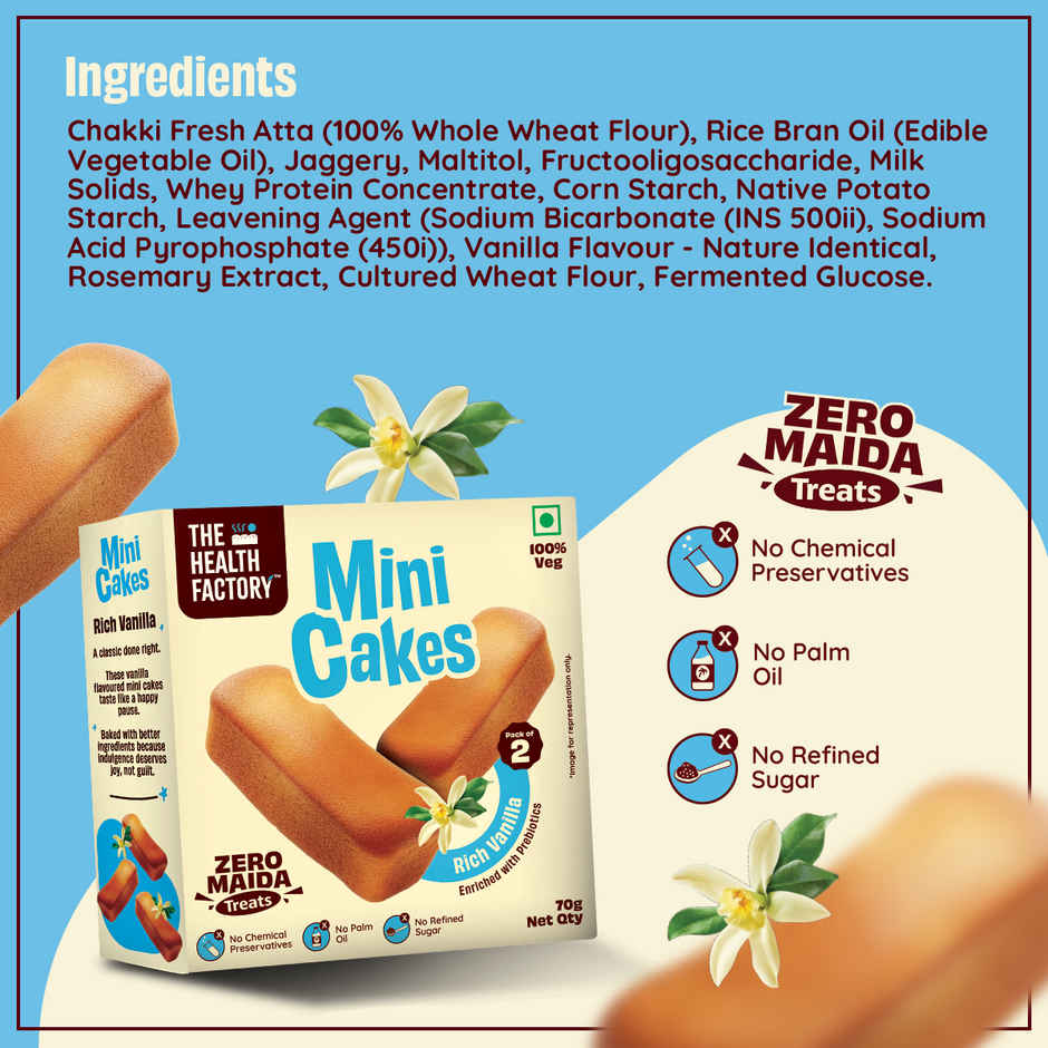 The Health Factory Zero Maida Mini Cakes| Rich Vanilla 