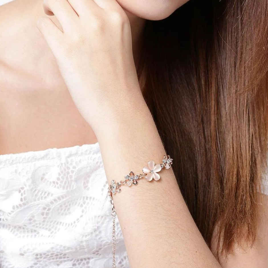 YouBella Jewellery Stylish Fancy Party Wear Gold Plated Charm Bracelet For Women - Silver