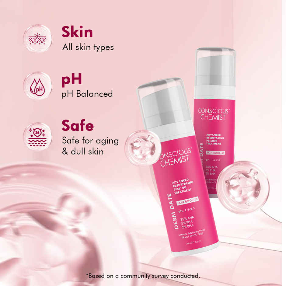 Conscious Chemist 25% AHA & 5% BHA Resurfacing Peeling Exfoliating Facial Serum For Anti-Aging