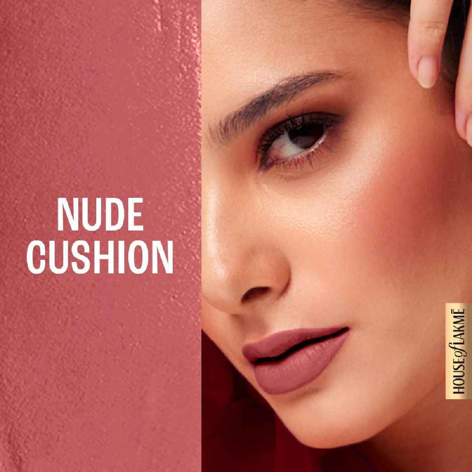 Lakme Double Duty Lip & Cheek Mousse Matte Lipstick & Soft Blush, Nude Cushion