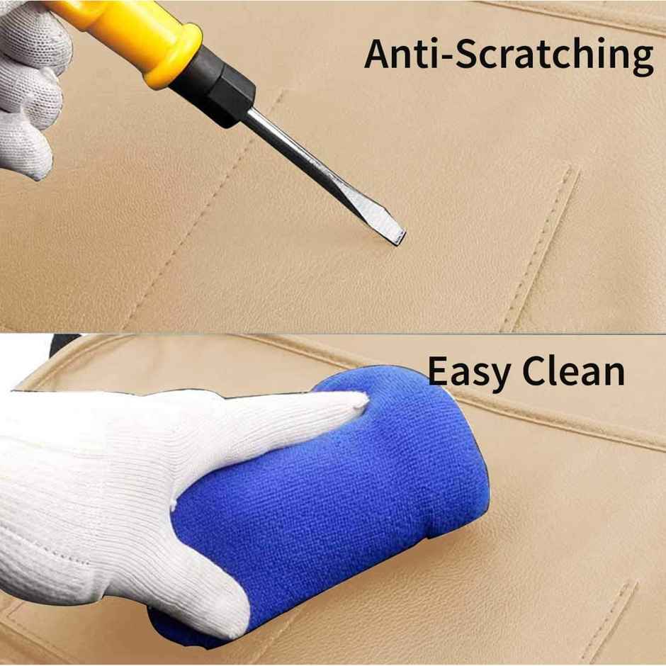 Autofurnish 3D Car Seat Back Multi Pocket Storage Bag Organizer Holder | Beige